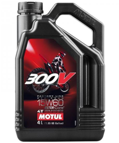 Ulei de motor sintetic pentru motociclete MOTUL 300V Factory Line Off Road 4T, vâscozitate 15W60, 4 litri